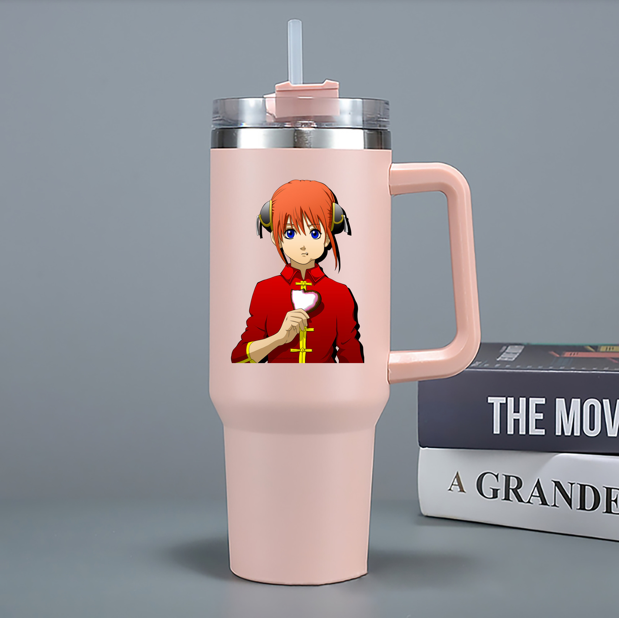 （画像用） ぎんたま 坂田銀時（さかたぎんとき） 神楽 志村新八（しむら しんぱち） GINTAMA Sakata Gintoki Kagura Shimura Shinpachi 1200mL車用タンブラー - クリスタルステッカー（プラスチックストロー付き）